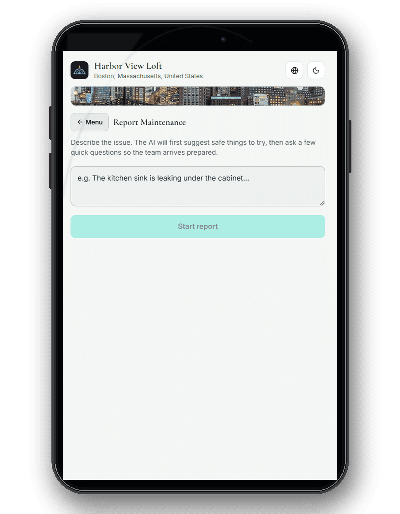 Illustrative Moche-AI guest service-request screen